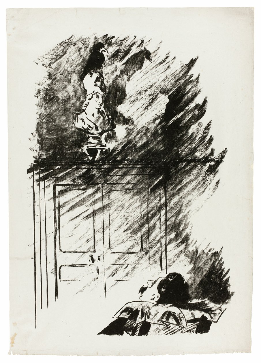 The Raven on the Bust of Pallas ("Perched upon a bust of Pallas ..."), fra The Raven (Le Corbeau) av Édouard Manet