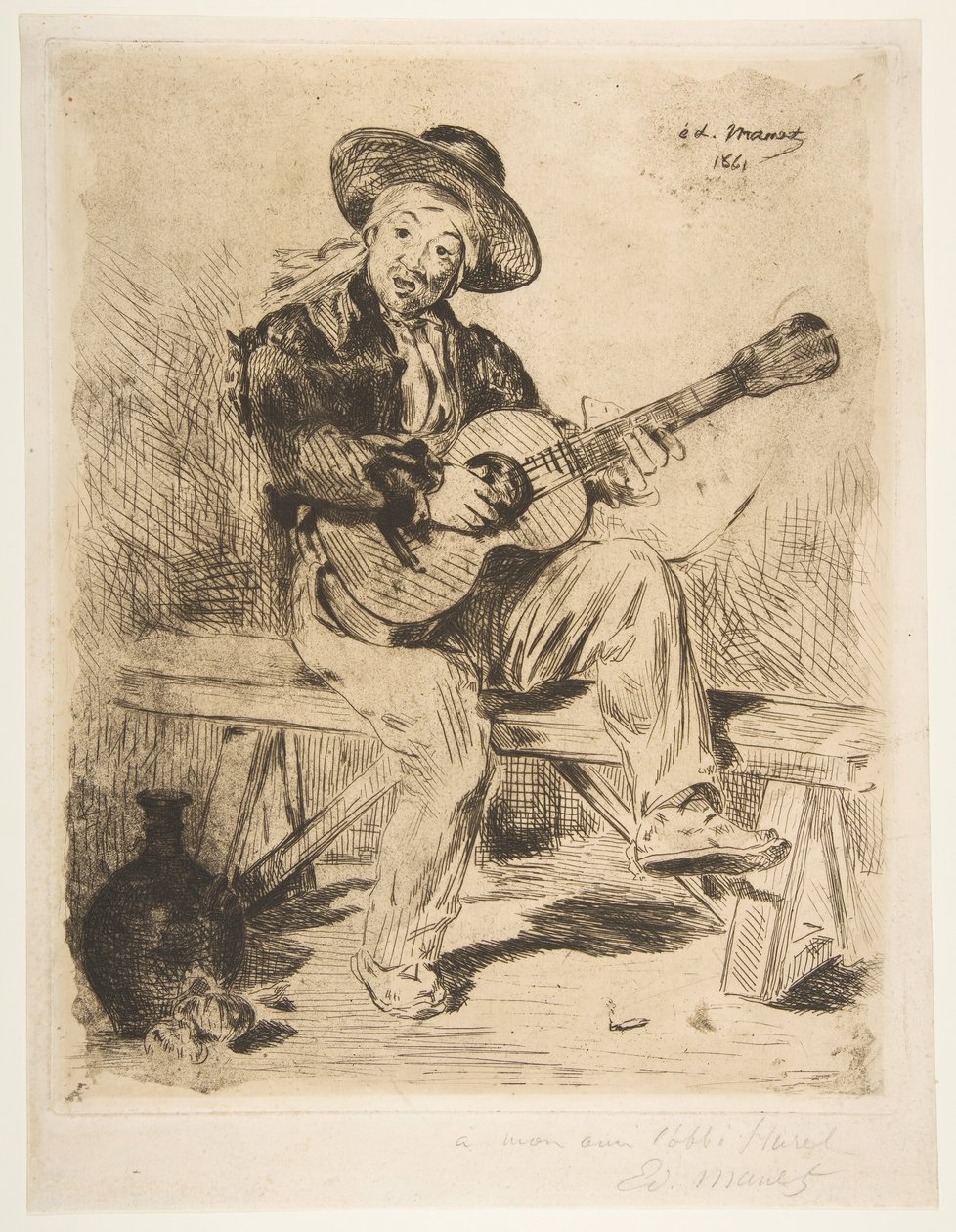 Den spanske sangeren Le Guitarrero, 1861-62. av Édouard Manet
