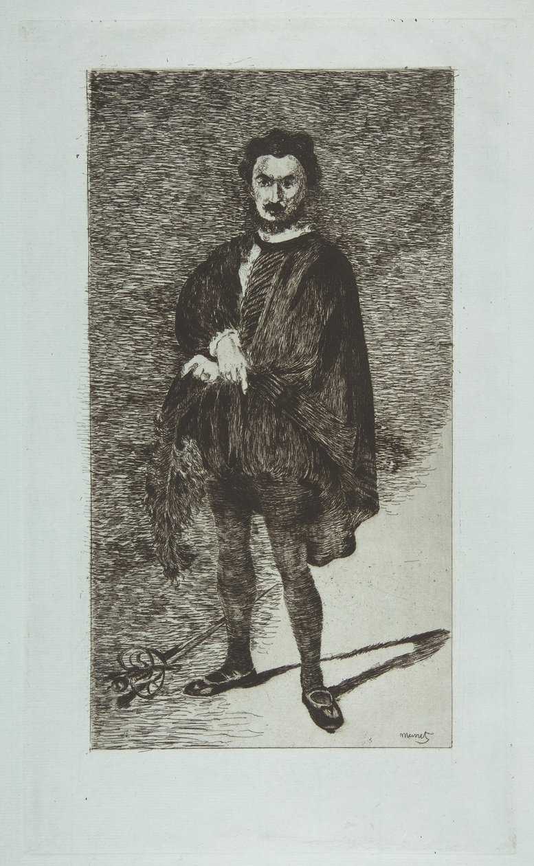 Den tragiske skuespilleren: Rouvière i rollen som Hamlet, 1865-66. av Édouard Manet