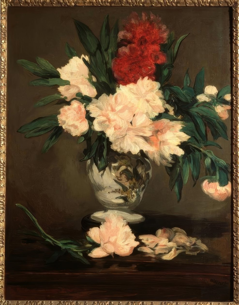 Vase med peoner på sokkel av Édouard Manet