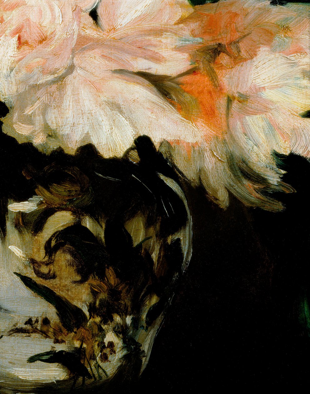 Vase av peoner på fotdusj, detalj av Édouard Manet