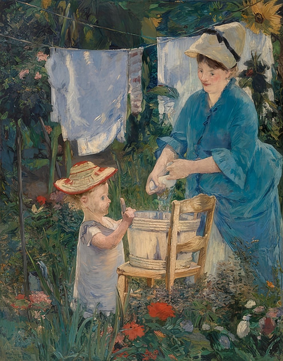 Klesvask (Le Linge). 1875 av Édouard Manet