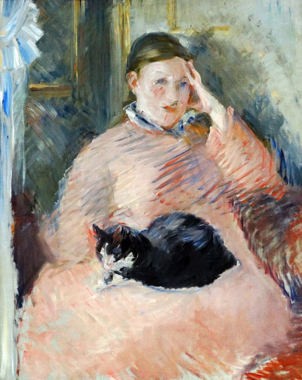 Woman with a Cat circa 1880-2, av den franske impresjonistiske kunstneren, Edouard Manet av Édouard Manet