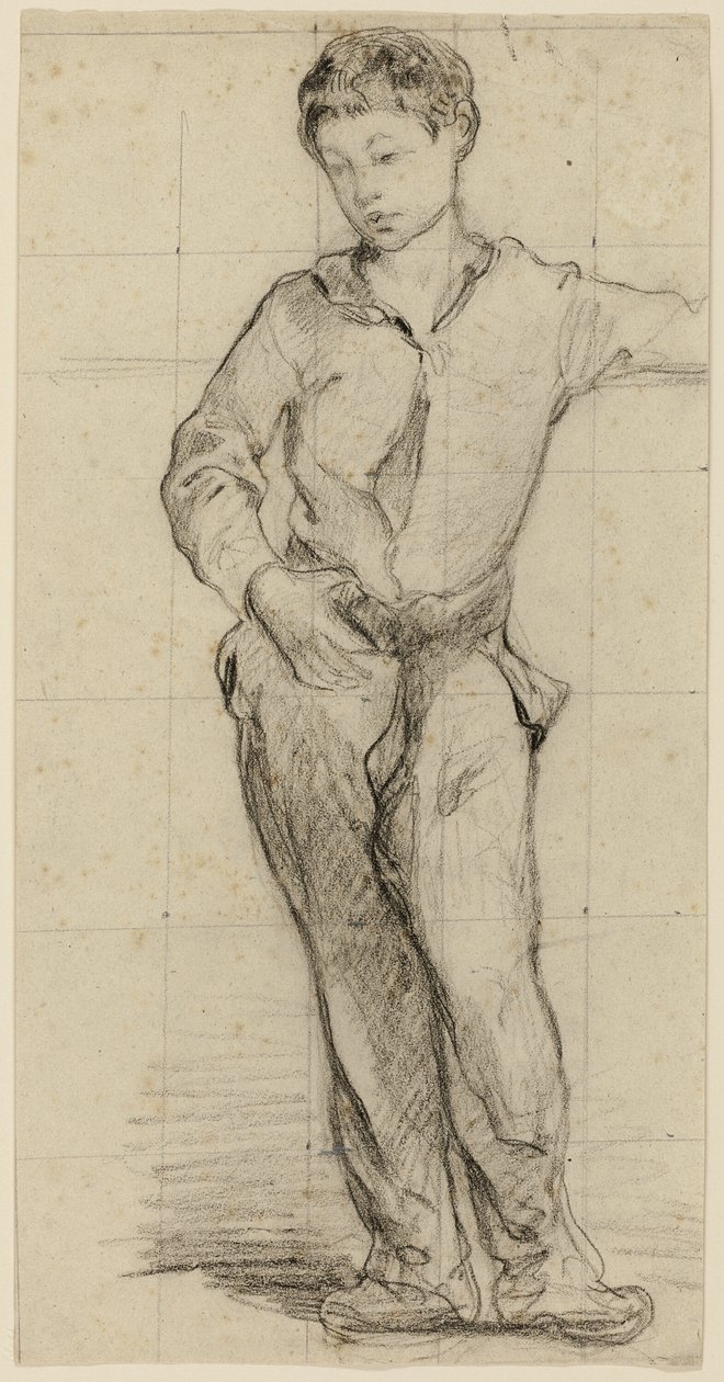 Tânăr în picioare (Léon Leenhoff) (recto); Schiță a băiatului în picioare (verso)norvegian av Édouard Manet