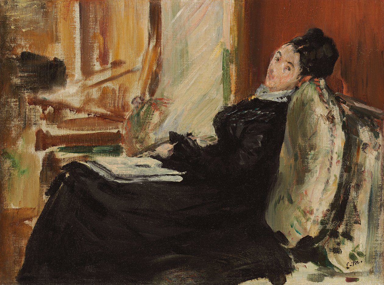 Ung kvinne med bok; Ung kvinne med en bok, ca. 1875 av Édouard Manet