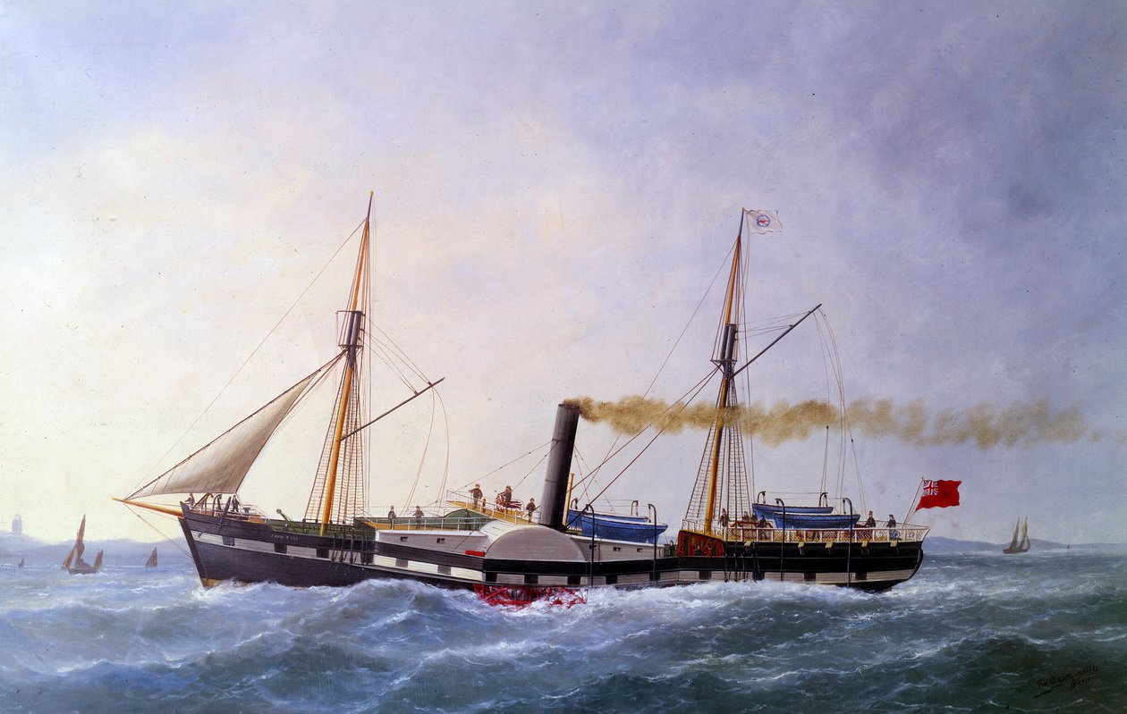 John Bulls dampbåt. Maleri av Edouard Adam (1847-1929) Paris fra 1800-tallet, Musee de la Marine av Edouard Marie Adam