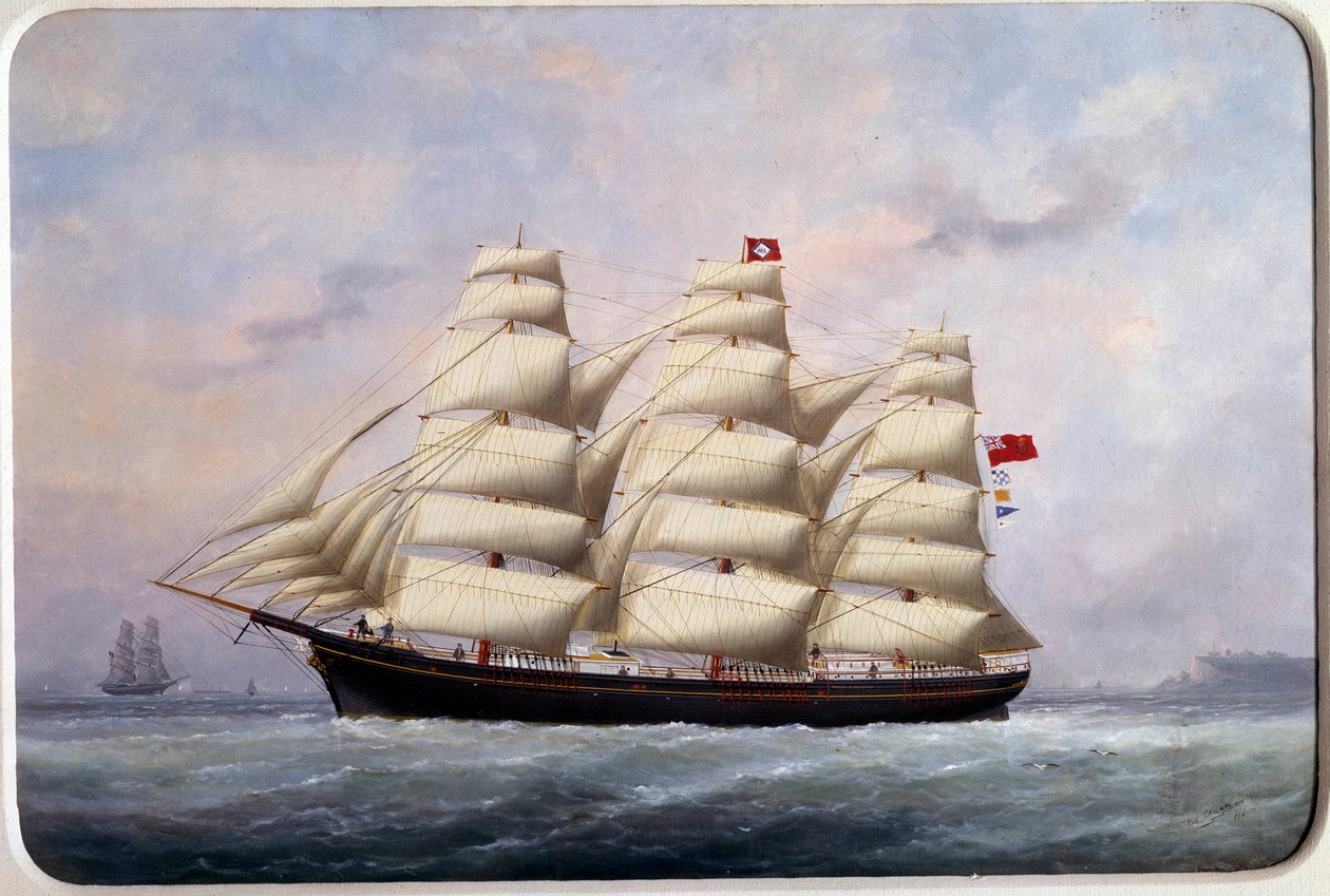 Seilbåten William Lawrence Watercolor av Edouard Adam (1847-1929) 1881 Paris, Musee de la Marine av Edouard Marie Adam