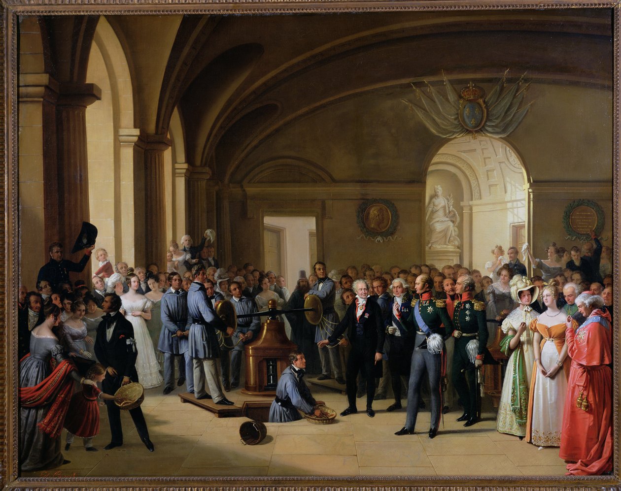 Tsar Alexander I (1777-1825) besøkte Paris Hotel de La Monnaie 25. mai 1814, 1844 av Edouard Pingret