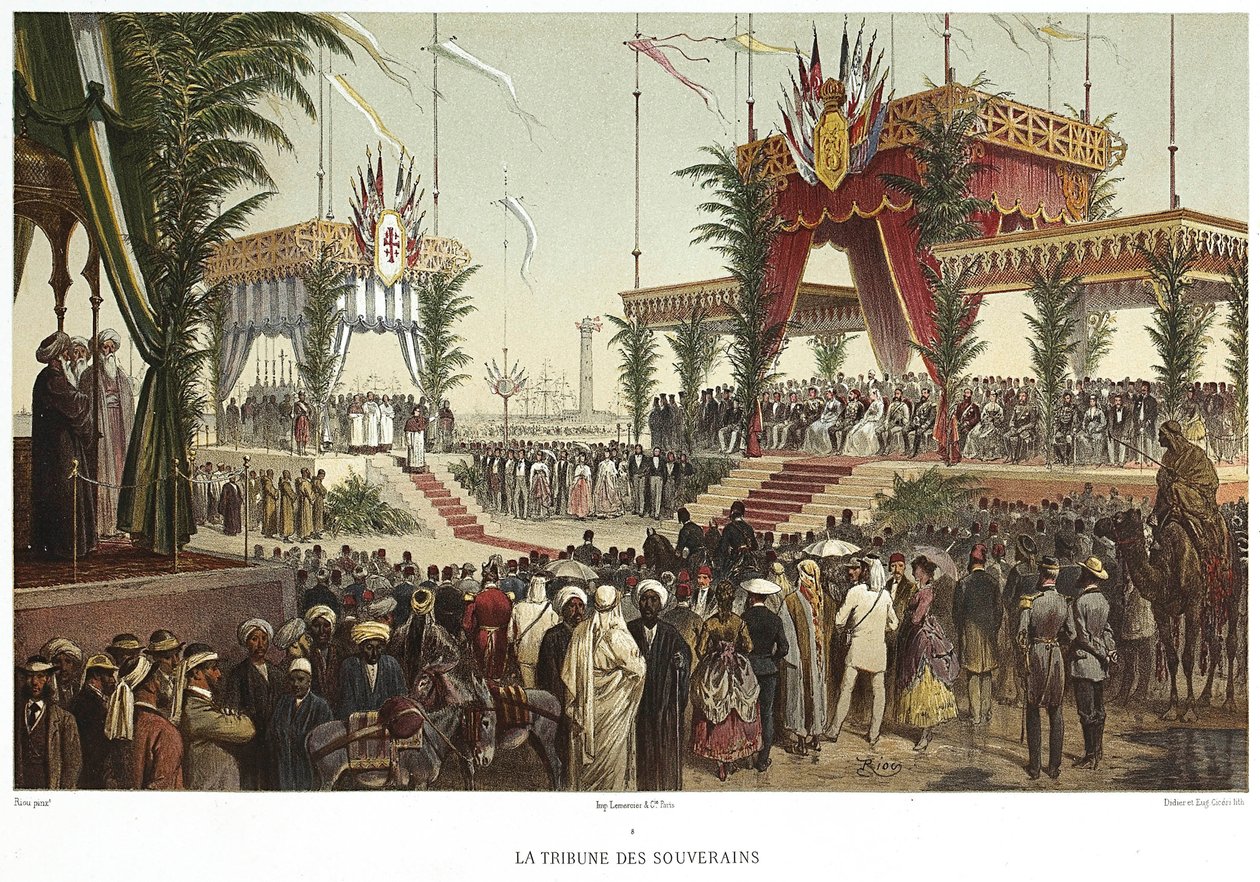Suez-kanalen. The Tribune of the Sovereigns, 1869. av Edouard Riou