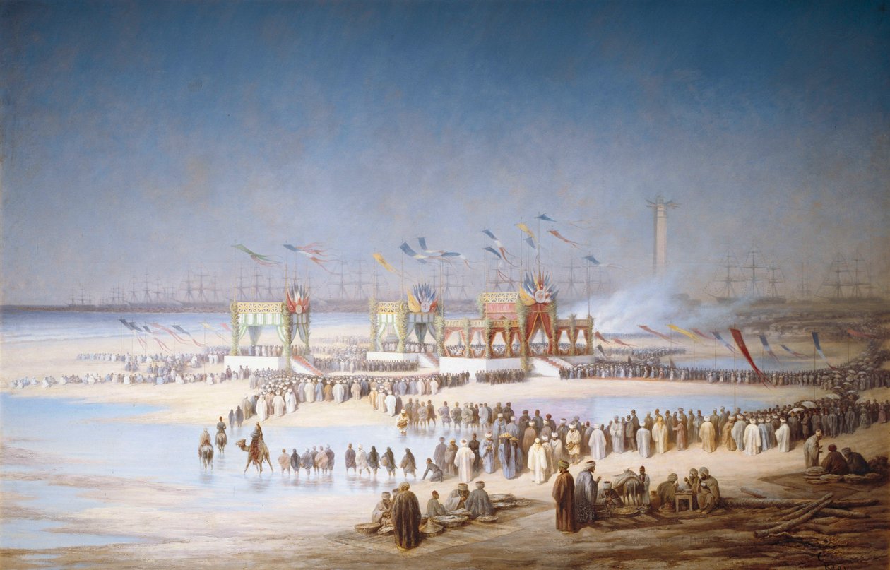 Innvielsesseremoni av Suez-kanalen i Port-Said, 17. november, 1869, 1869. av Edouard Riou