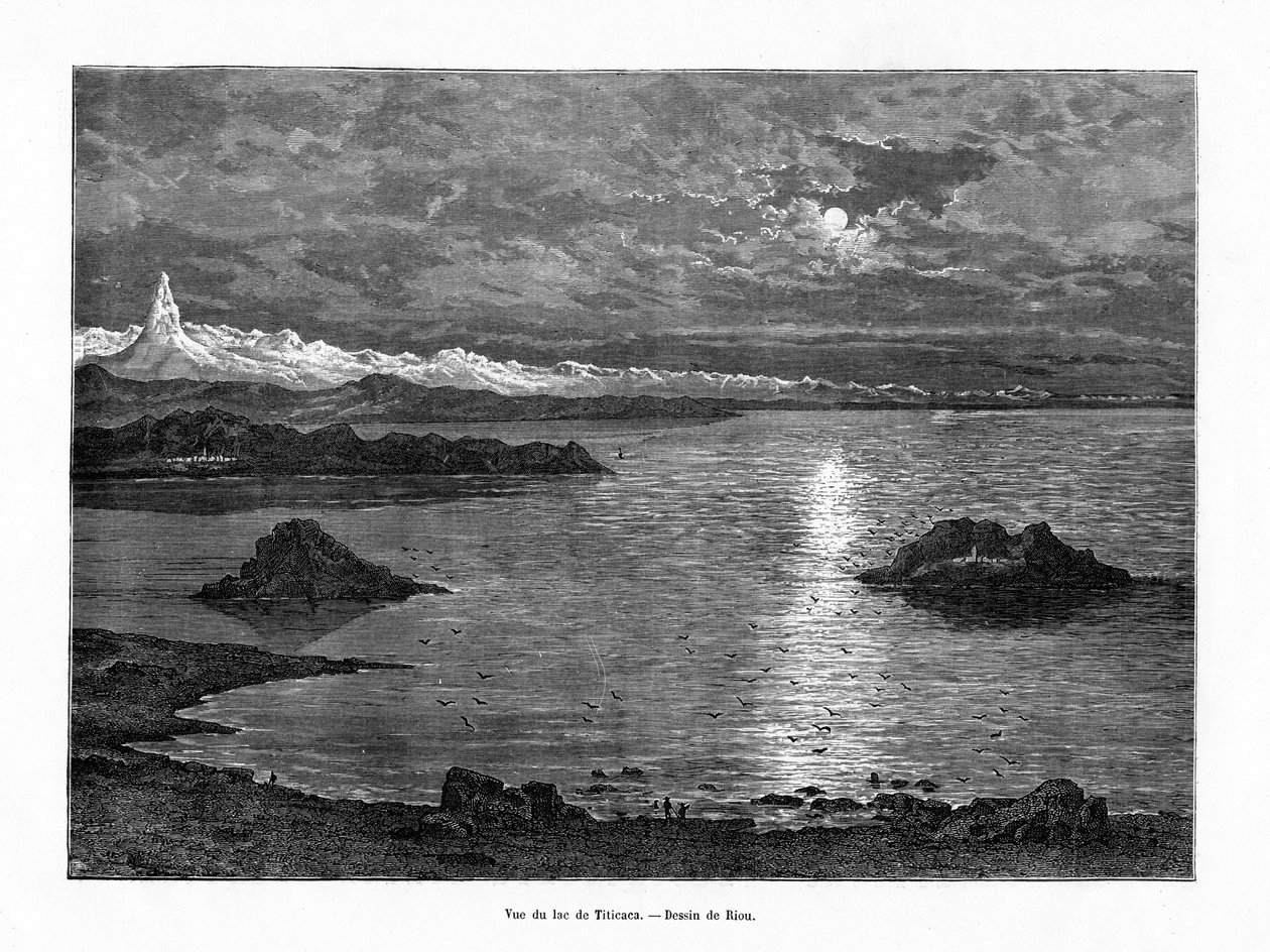Titicacasjøen, Sør-Amerika, 1800-tallet av Edouard Riou