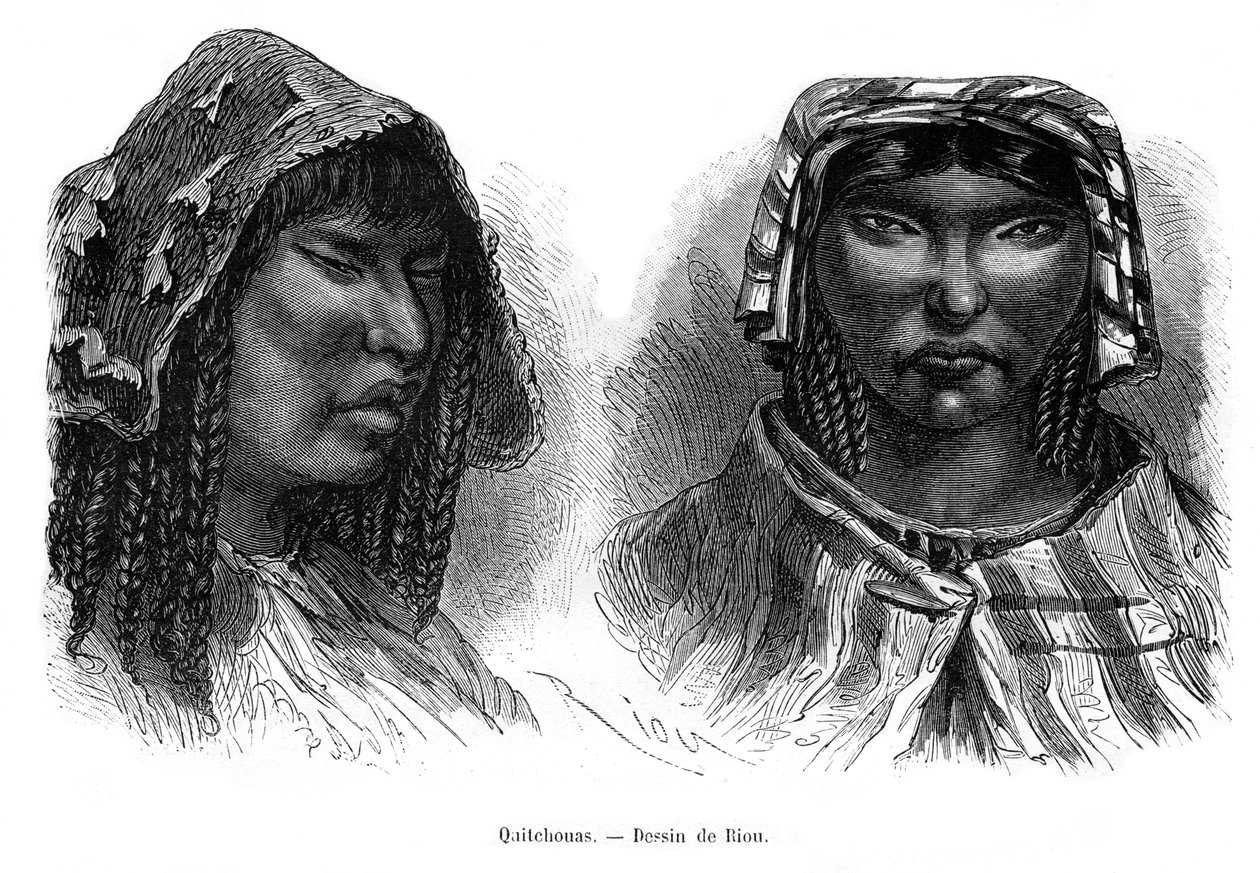 Quichua-indianere, Sør-Amerika, 1800-tallet av Edouard Riou