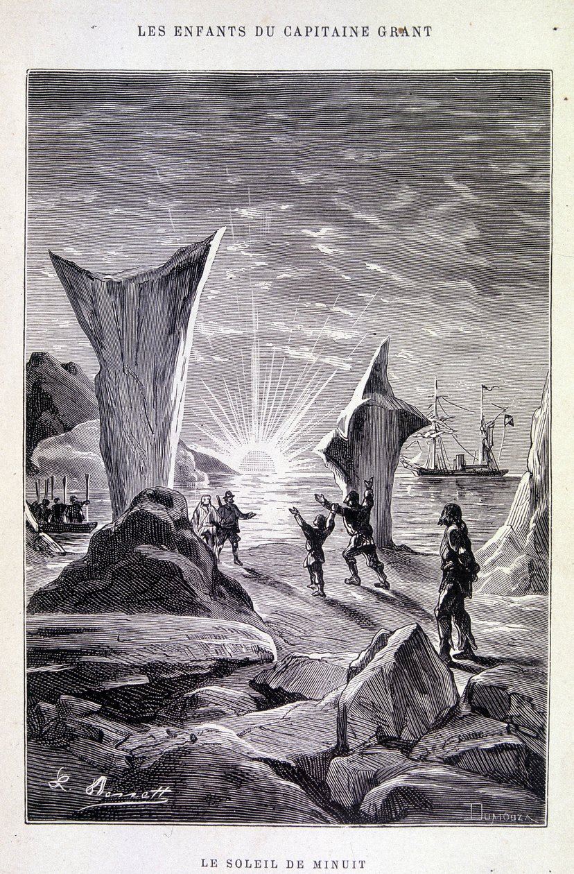 Midnattssolen i «The Children of Captain Grant» av Jules Verne av Edouard Riou