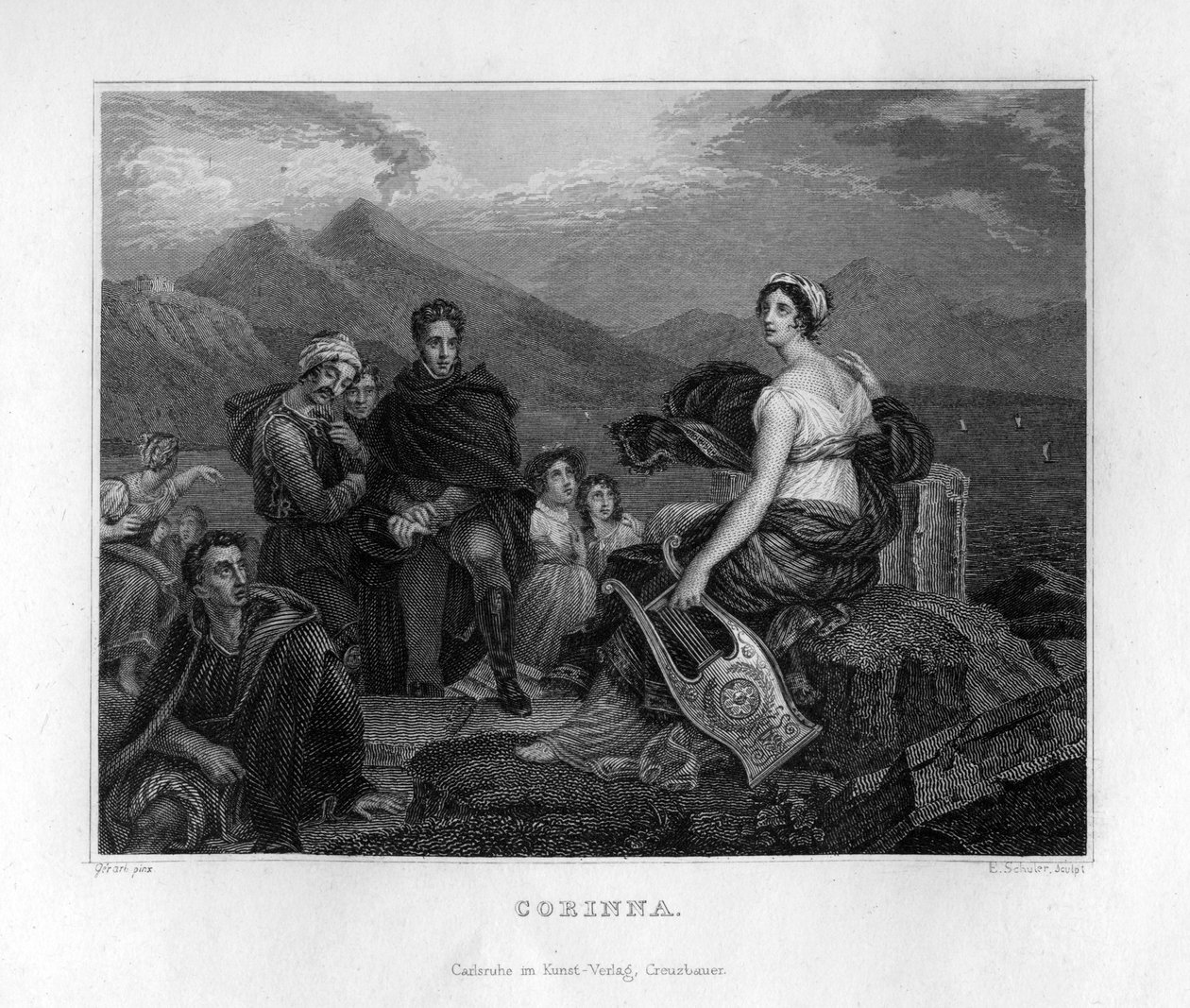 Corinna, gammel gresk poet, c1833 av Edouard Schuler