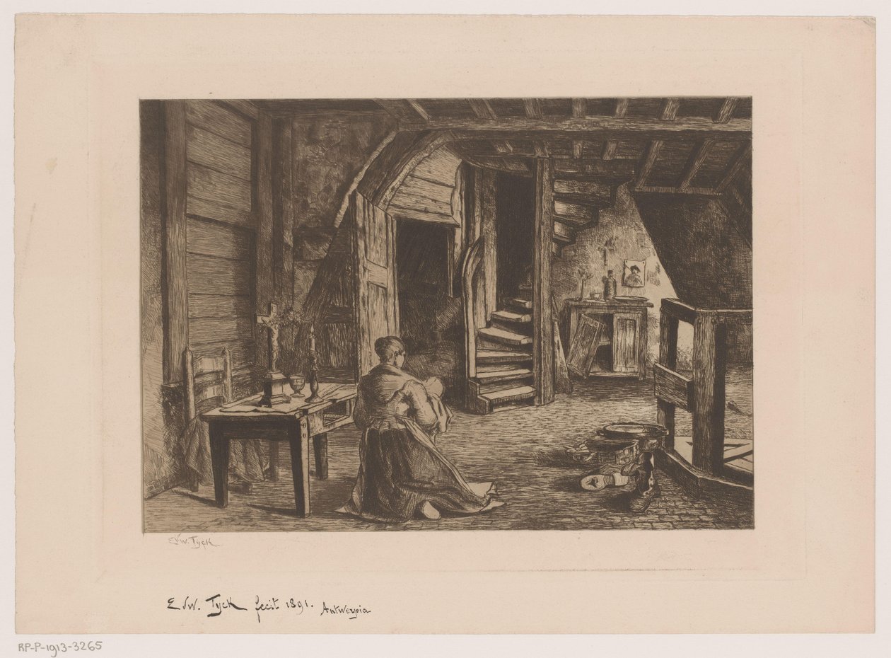Loftsinteriør av Edouard Tyck (signed by artist)
