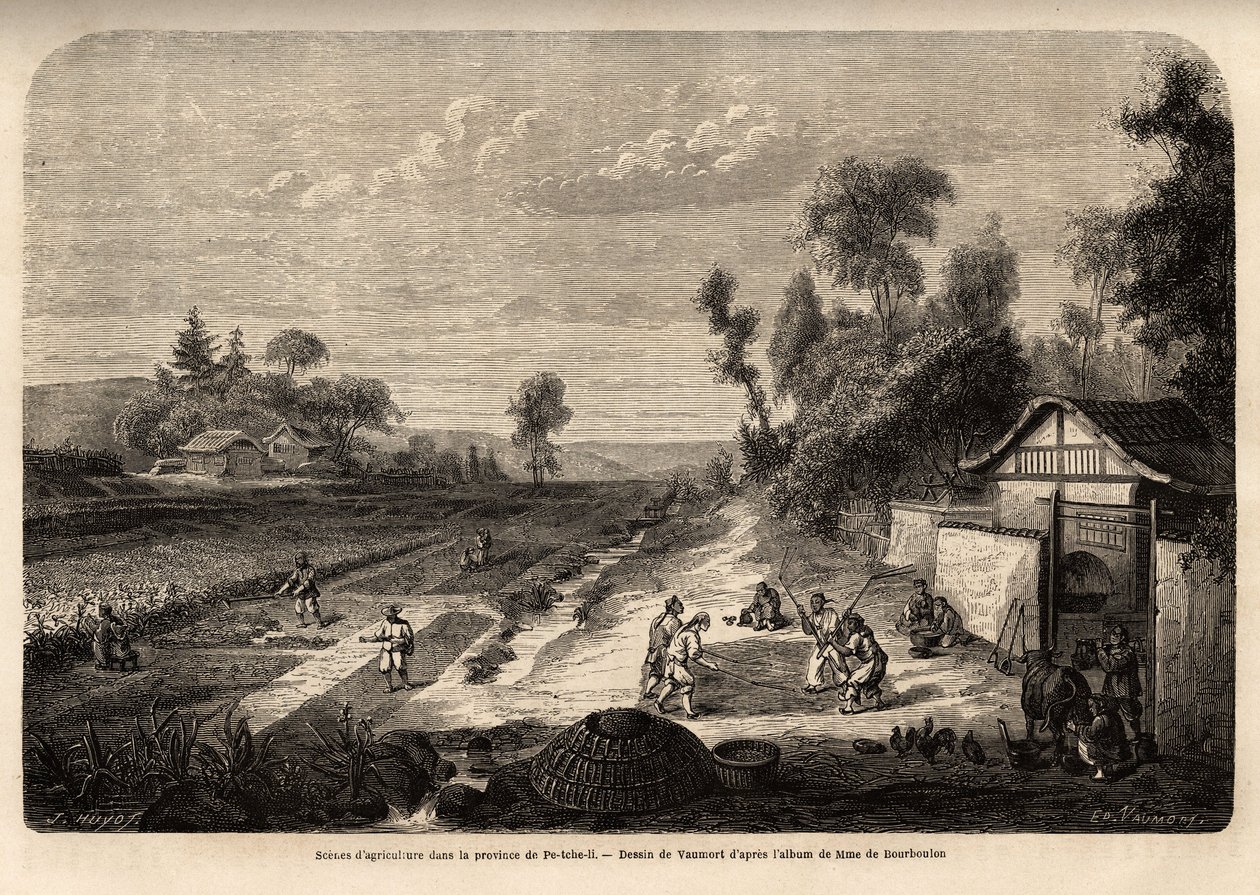Scener med jordbruk i høstsesongen, i provinsen Pe-Tche-Li (Pe Tche Li) av Edouard Vaumort