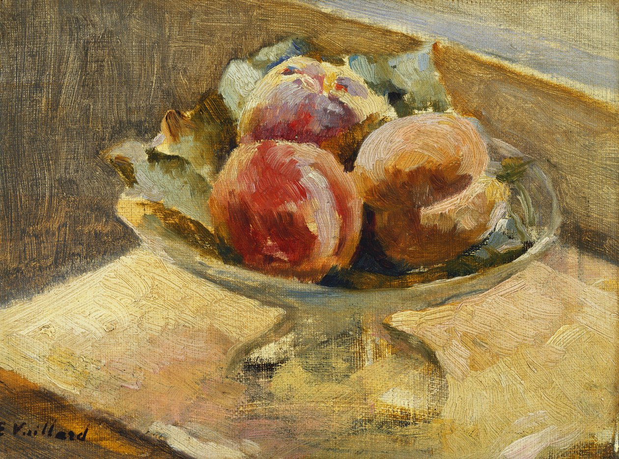 En bolle med fersken; Fiskeanlegget, ca. 1889 av Edouard Vuillard
