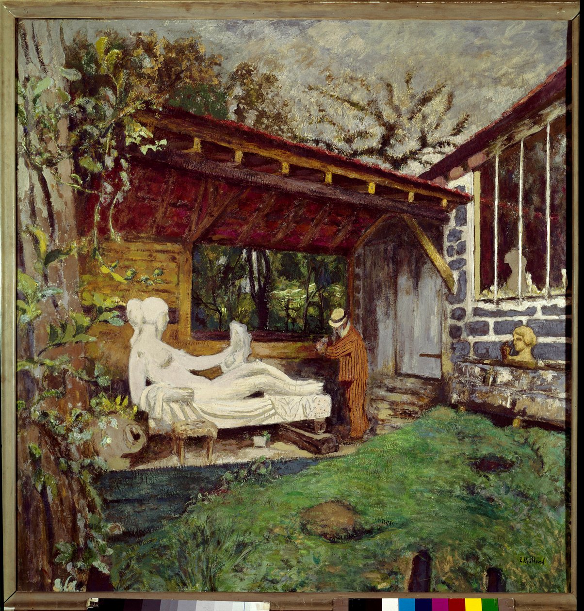 Aristide Maillol avslutter skulpturen til ære for Paul Cezanne, 1900-tallet (olje på lerret) av Edouard Vuillard