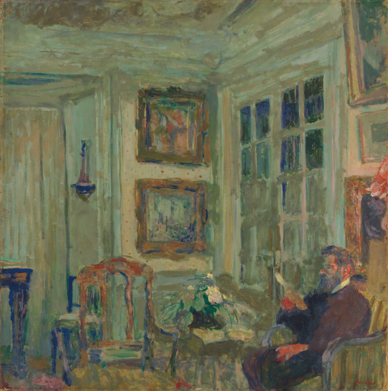 Arthur Fontaine Reading; Arthur Fontaine lesning, 1904 av Edouard Vuillard