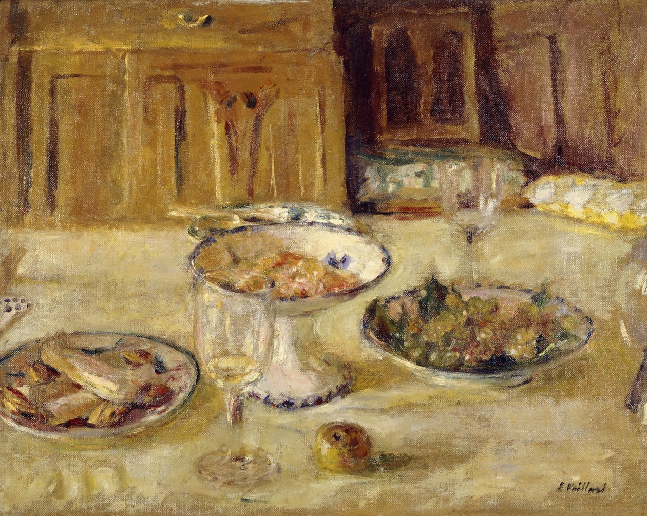 Småkaker og fruktkompott; Kompott av kjeks og frukt, ca. 1922 av Edouard Vuillard