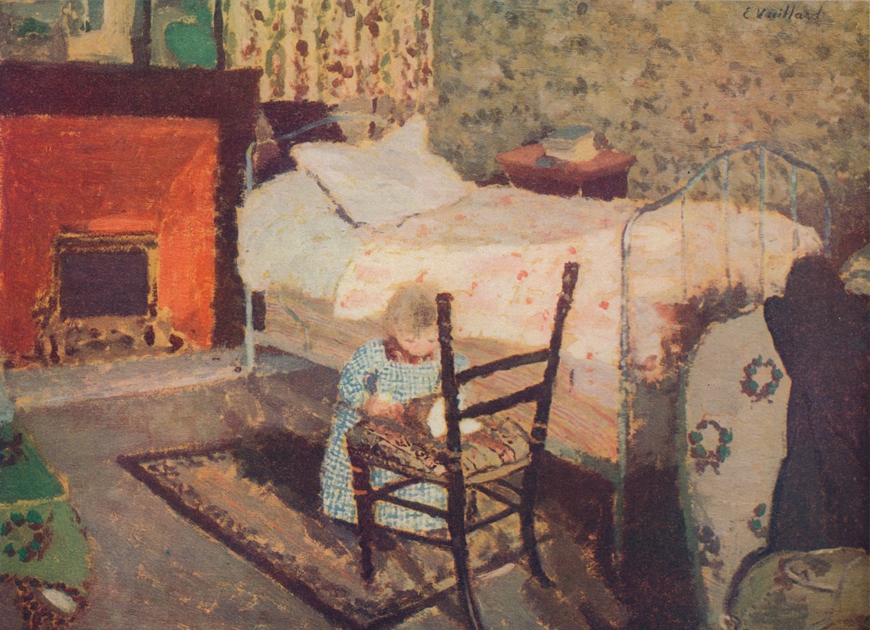 Barn som leker: Annette Roussel foran en trestol, c1900, c1932 av Edouard Vuillard