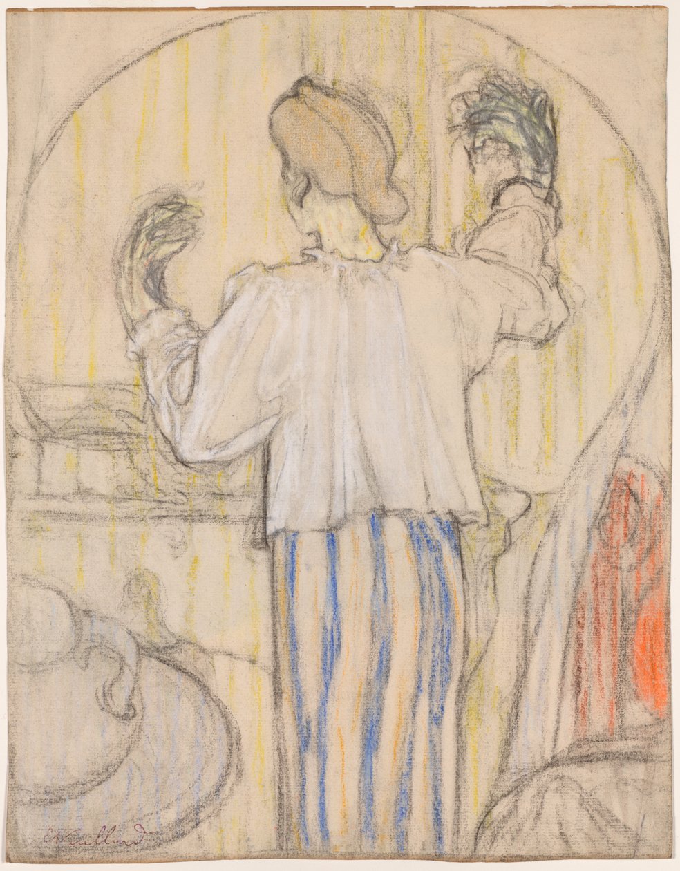 Foran speilet (foran) av Edouard Vuillard