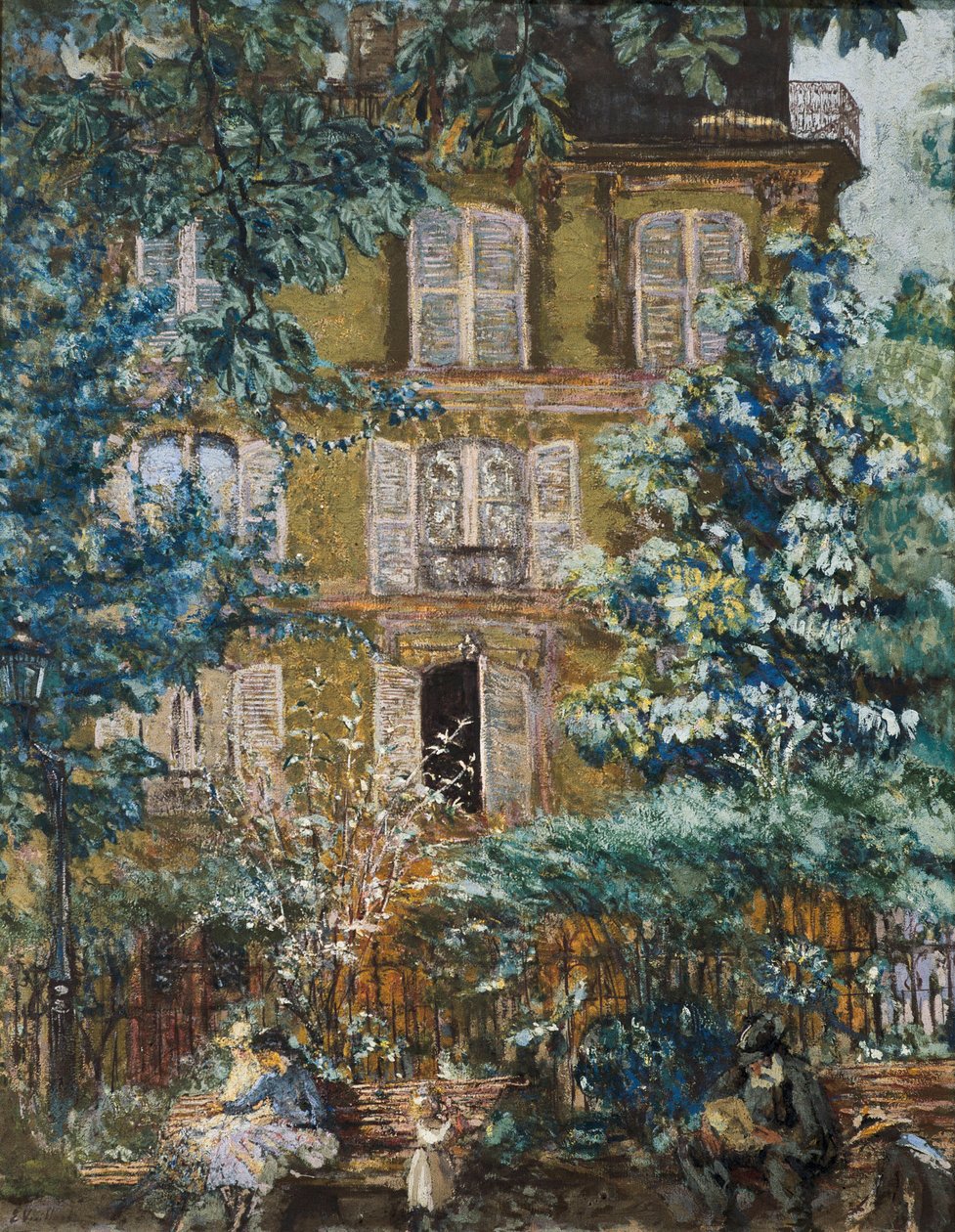 Fasade på huset på torget (olje på lerret) av Edouard Vuillard