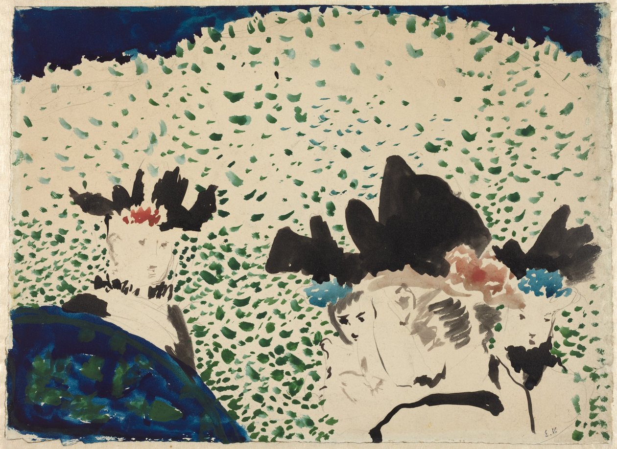 Fire damer med elegante hatter av Edouard Vuillard