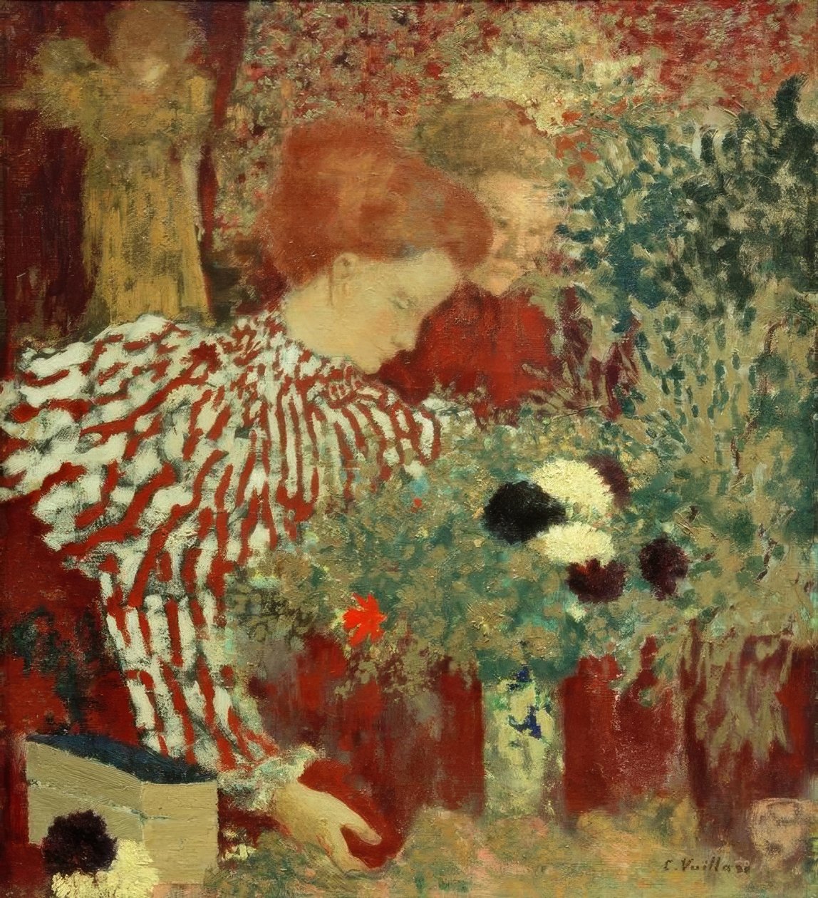 Kvinne i stripet kjole av Edouard Vuillard
