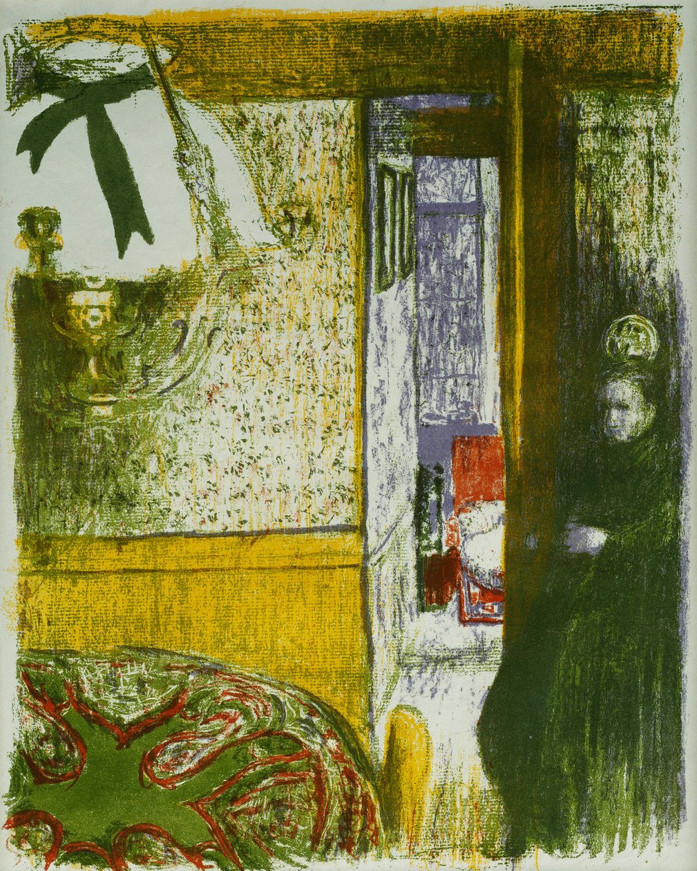 Interiør med hengende lampe, fra Landskap og interiør; Interieur a la Suspension, fra Paysages et Interieurs, 1899 av Edouard Vuillard