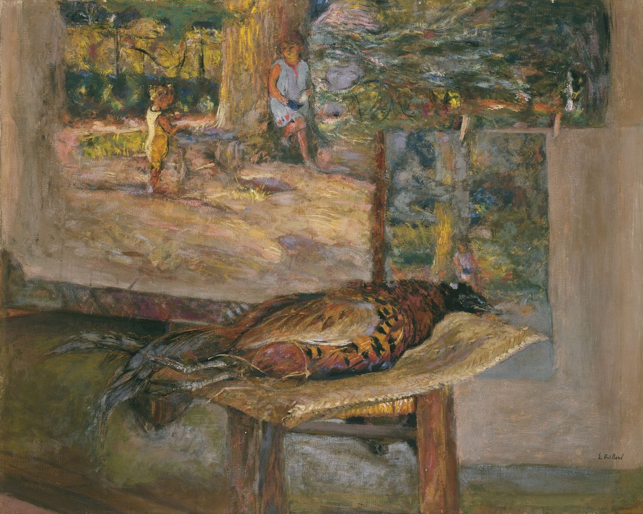 Interiør med malerier og en fasan, 1928 (tempera og pastell på lerret) av Edouard Vuillard