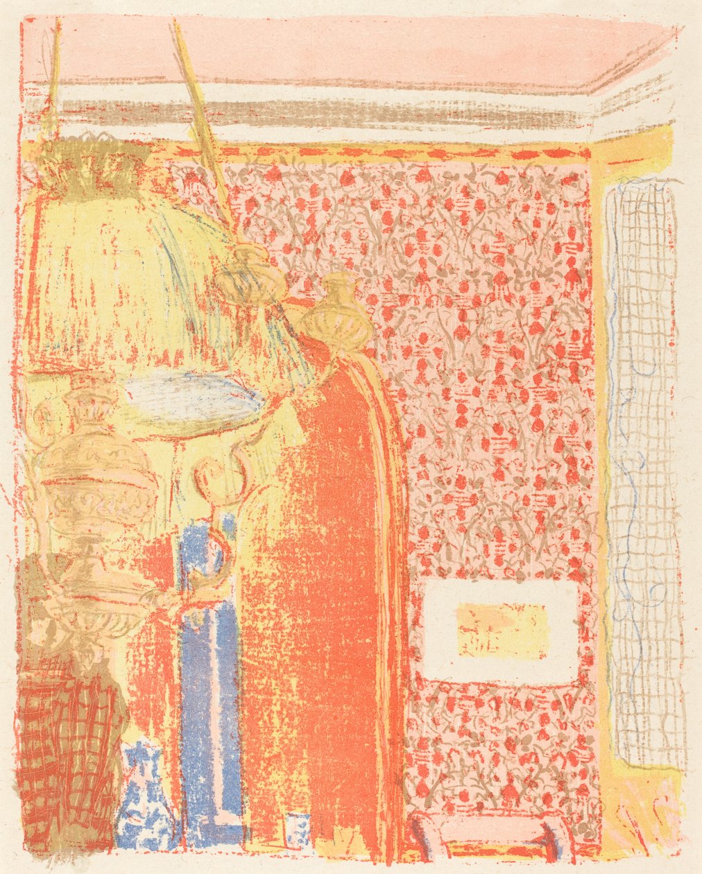 Interiør med rosa tapet III Interieur aux tentures roses III, ca. 1896 utgitt 1899. av Edouard Vuillard