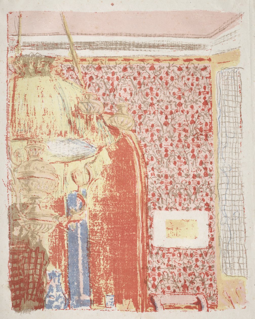 Interiør med rosa tapet II av Edouard Vuillard