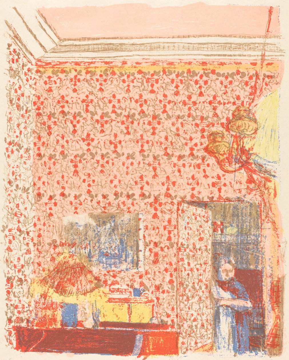 Interiør med rosa tapet I av Edouard Vuillard