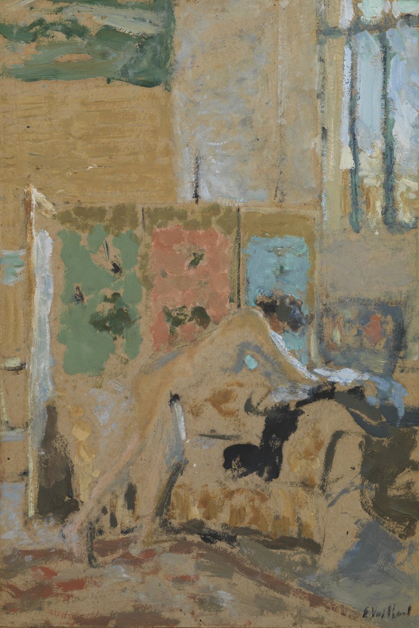 Interiør med skjerm, 1909-10 av Edouard Vuillard
