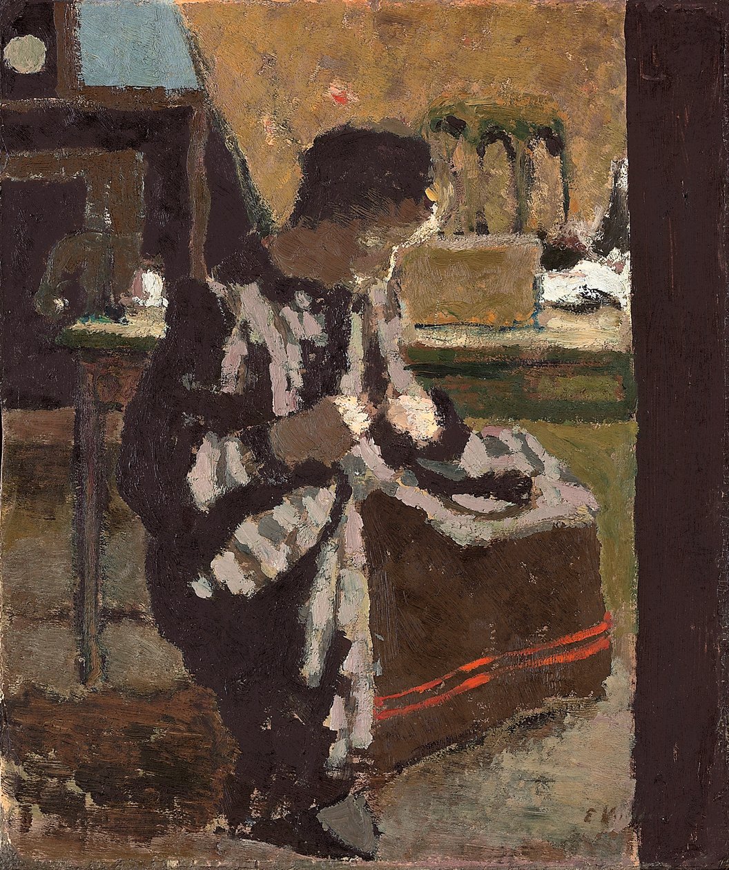 La Couture, ca. 1893 (olje på papir lagt ned om bord) av Edouard Vuillard