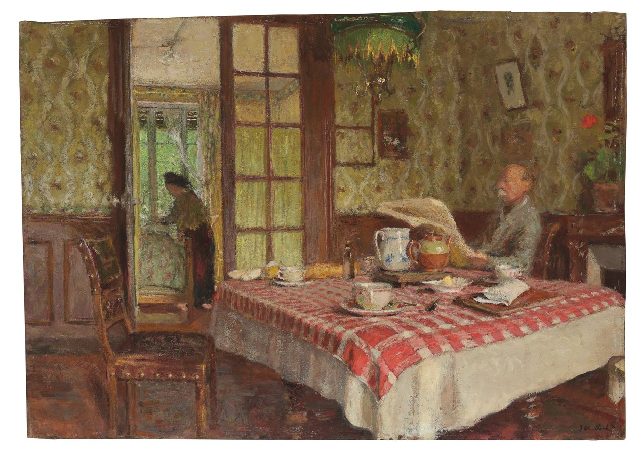 Lesing i spisestuen, Vaucresson, 1924 av Edouard Vuillard