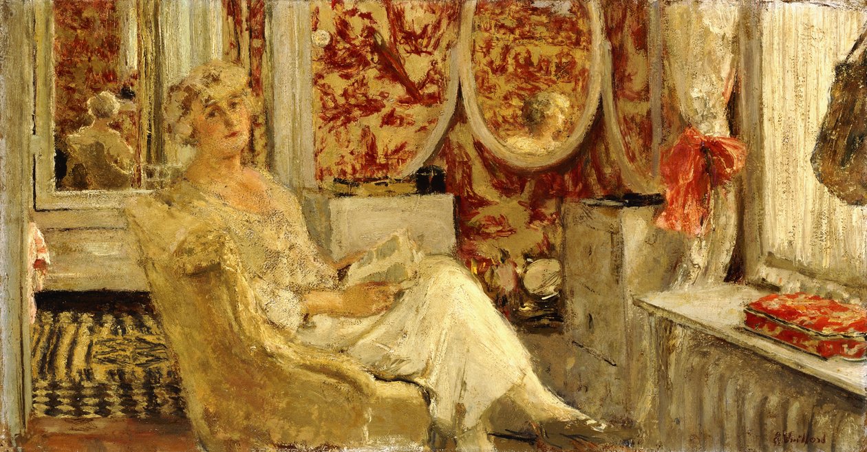 Lucy Hessel i Boudoir på Cezanne Property, Vaucresson, 1924 av Edouard Vuillard