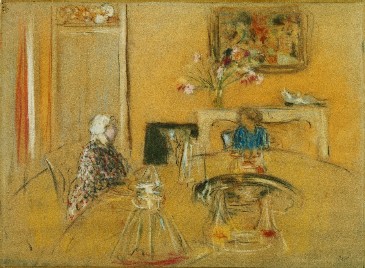 Lunsj på Clayes Castle; Lunsj på Chateau des Clayes, ca. 1935 av Edouard Vuillard