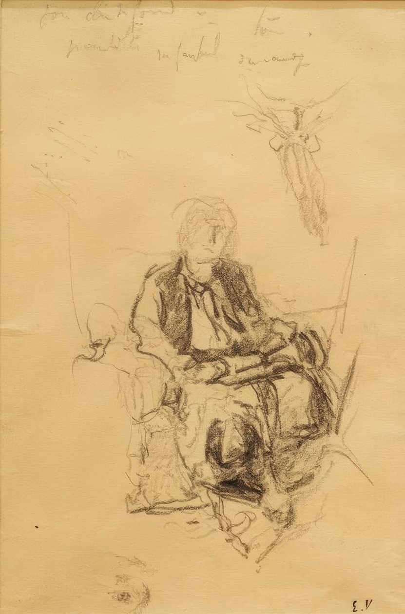 Madame Bénard satt med et arbeidsrom trukket fra skjerfet av Edouard Vuillard