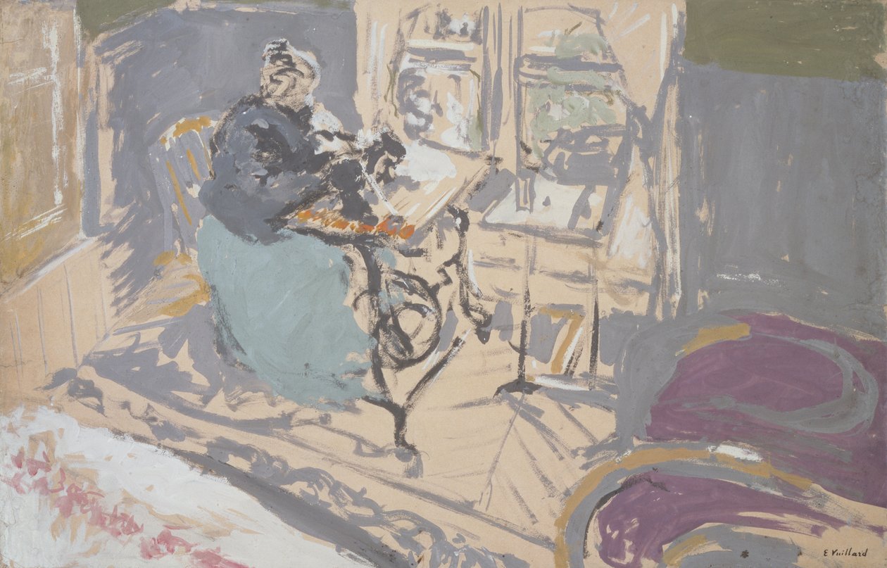 Madame Vuillard ved symaskinen sin av Edouard Vuillard