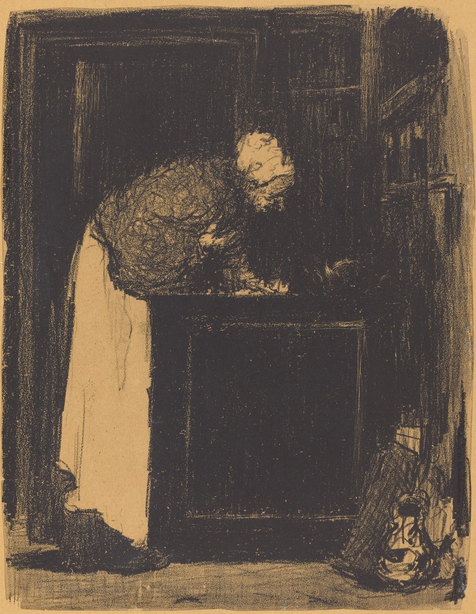 Gammel kvinne ved en komfyr Vielle Femme au Fourneau, 1893. av Edouard Vuillard