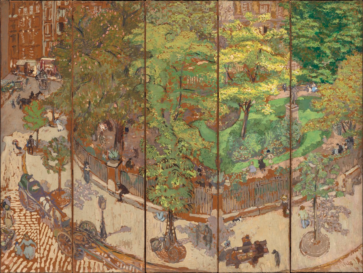 Place Vintimille, 1911 (fempanels skjerm, valpe på papir lagt ned på lerret) av Edouard Vuillard