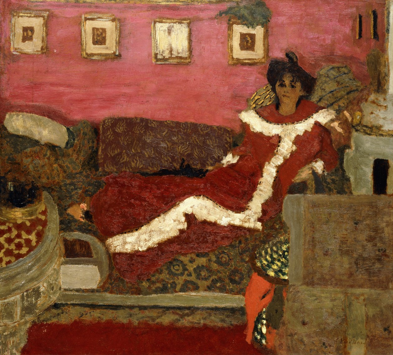 Portrett av Mme Delierre i en symfoni av rødt, ca. 1905 av Edouard Vuillard