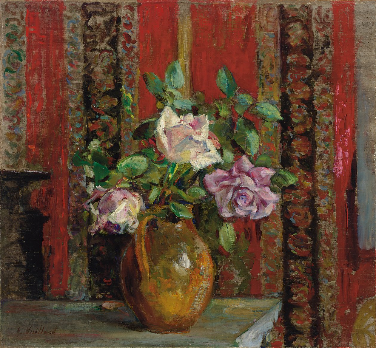 Roser i en mugge; Roses in a Pitcher, ca. 1905 av Edouard Vuillard