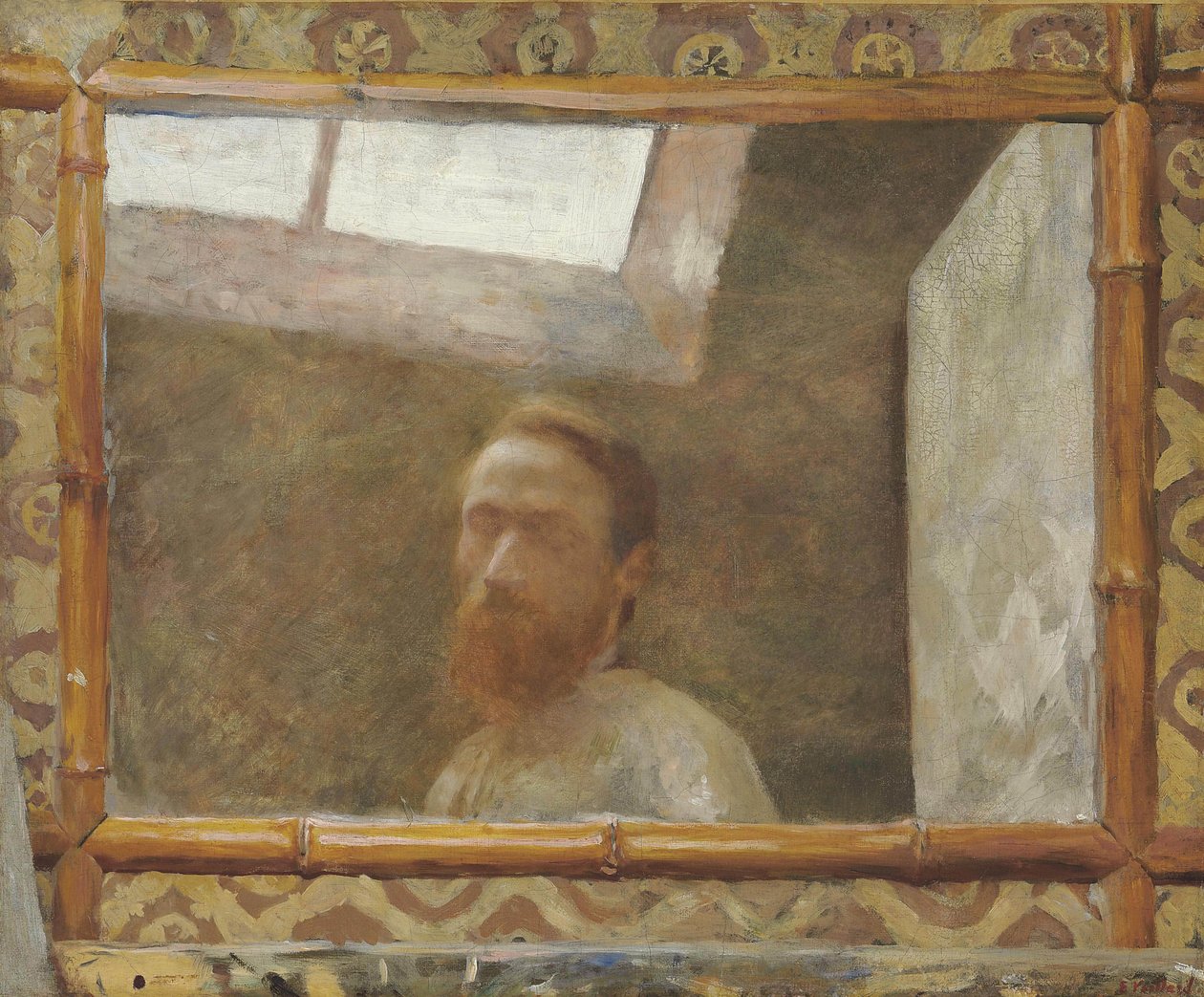 Selvportrett med bambusspeil, ca. 1890. av Edouard Vuillard