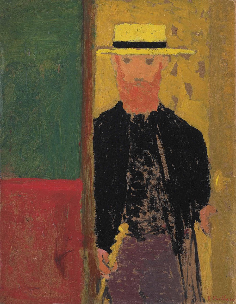 Selvportrett med stråhatt, ca 1892. av Edouard Vuillard