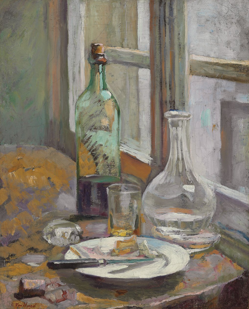 Stilleben med flaske og kanne; Stilleben med flaske og karaffel, ca. 1889-1890 av Edouard Vuillard