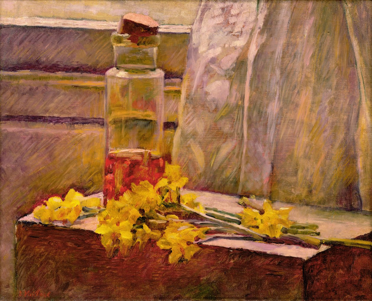 Stilleben av blomster med en krukke på et bord av Edouard Vuillard