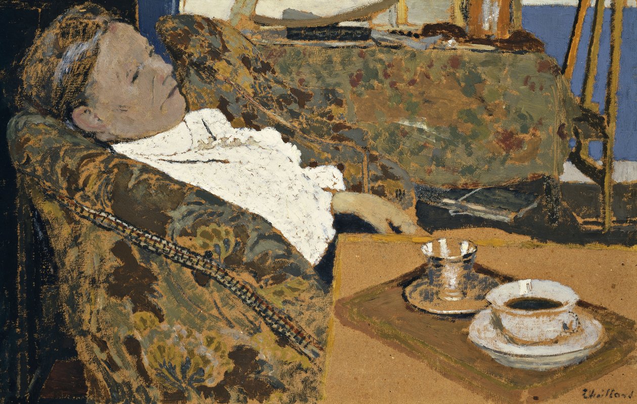 Kunstnerens mor tilbakelent; La Mere de L"Artiste se Reposant, ca. 1897 av Edouard Vuillard